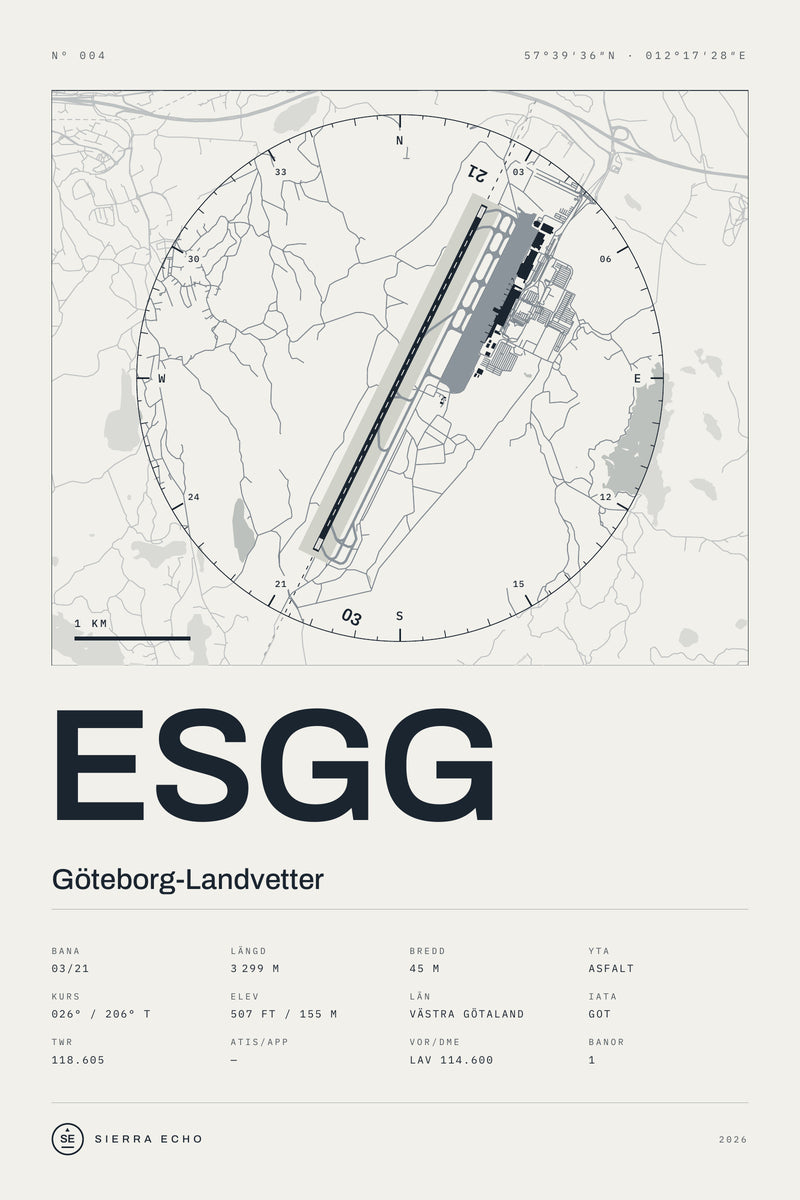 Poster över Göteborg-Landvetter (ESGG), ljus utgåva